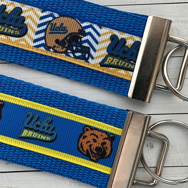 UCLA Bruins Inspired Keychain, key chain, key fob, key ring, luggage tag, wrist strap wristlet, grad gift, grosgrain ribbon, UCLA Merch