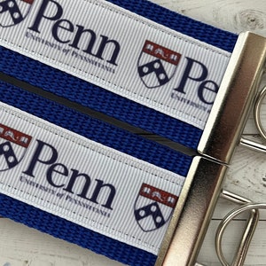 Penn inspired Keychain, key chain, key fob, key ring, luggage tag, Alumni Merch, wrist strap, grad gift, Quakers