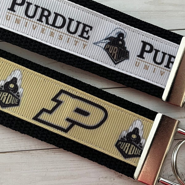 Purdue University Boilermaker inspired Keychain, Key Fob, alumni, merch, boilermakers, key ring, luggage tag, strap wristlet, grad gift