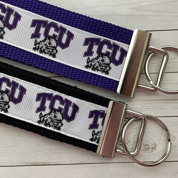 Texas Christian University Inspired Keychain, TCU, Key Fob, key chain, key ring, wrist strap, alumni, grad, gift, Game Day Purse Strap