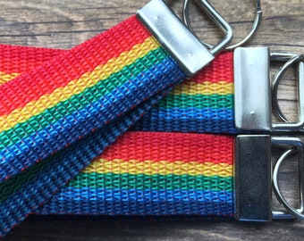 Rainbow Pride Inspired Keychain, key chain, key fob, key ring, luggage tag, Key fob wrist strap, grad gift, LGBTQ, Safety Break Lanyard