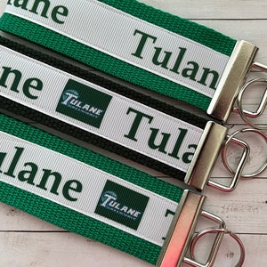 Tulane Green Wave inspired Keychain, key chain, key fob, key ring, luggage tag, Alumni Merch, wrist strap, grad gift, wristlet, New Orleans