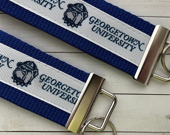 Georgetown inspired Keychain, key chain, key fob, key ring, luggage tag, wrist strap, alumni, grad gift, grosgrain, merch, Georgetown Keyfob