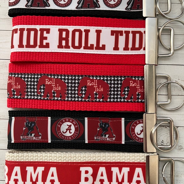 University of Alabama Inspired Keychain, Bama key fob, Roll Tide, key ring, luggage tag, wrist strap, Grad Gift, Alumni Bling, Tuscaloosa