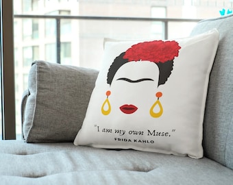 Suede or Satin in Two Sizes 45 x 45 cm Feminist Cushion Cover 24 Frida Kahlo Pillow Cover . or 60 x 60 cm 18