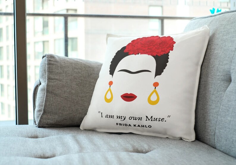 Suede or Satin in Two Sizes 45 x 45 cm Feminist Cushion Cover 24 Frida Kahlo Pillow Cover . or 60 x 60 cm 18
