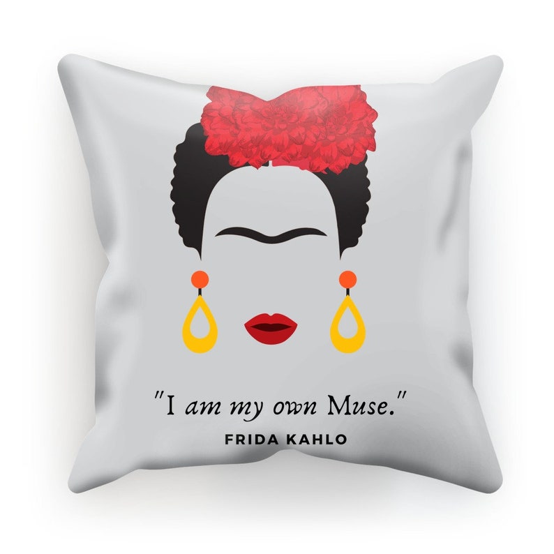 Suede or Satin in Two Sizes 45 x 45 cm Feminist Cushion Cover 24 Frida Kahlo Pillow Cover . or 60 x 60 cm 18