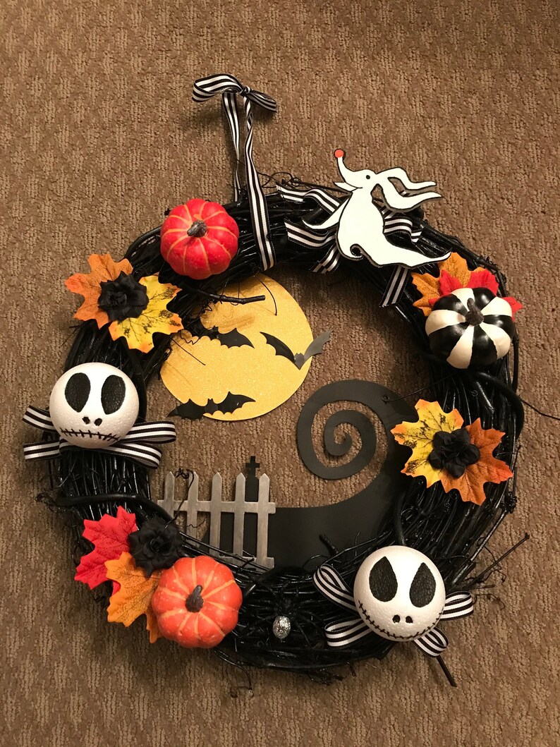 Nightmare Before Christmas Wreath for the Door Halloween Etsy