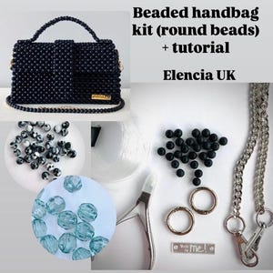 Kit de bricolage complet de perles pour sac à main Jacquemus avec didacticiel vidéo, 500 g de perles, outils, matériel, vidéo, perles acryliques rondes, couleurs variées