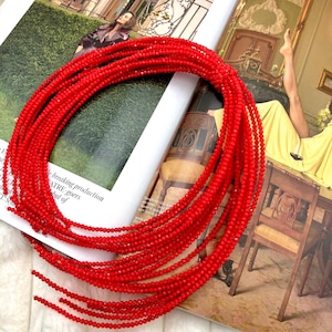 Red multilayered beads necklace statememt chunky cluster multi strand  jewellery piece