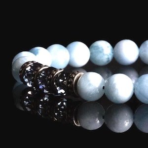 Aquamarine Bracelet, Natural Stone Bracelet, Gemstone Stretch Bracelet, Crystal Beaded Bracelet, Healing Bracelet, Gemstone Jewelry