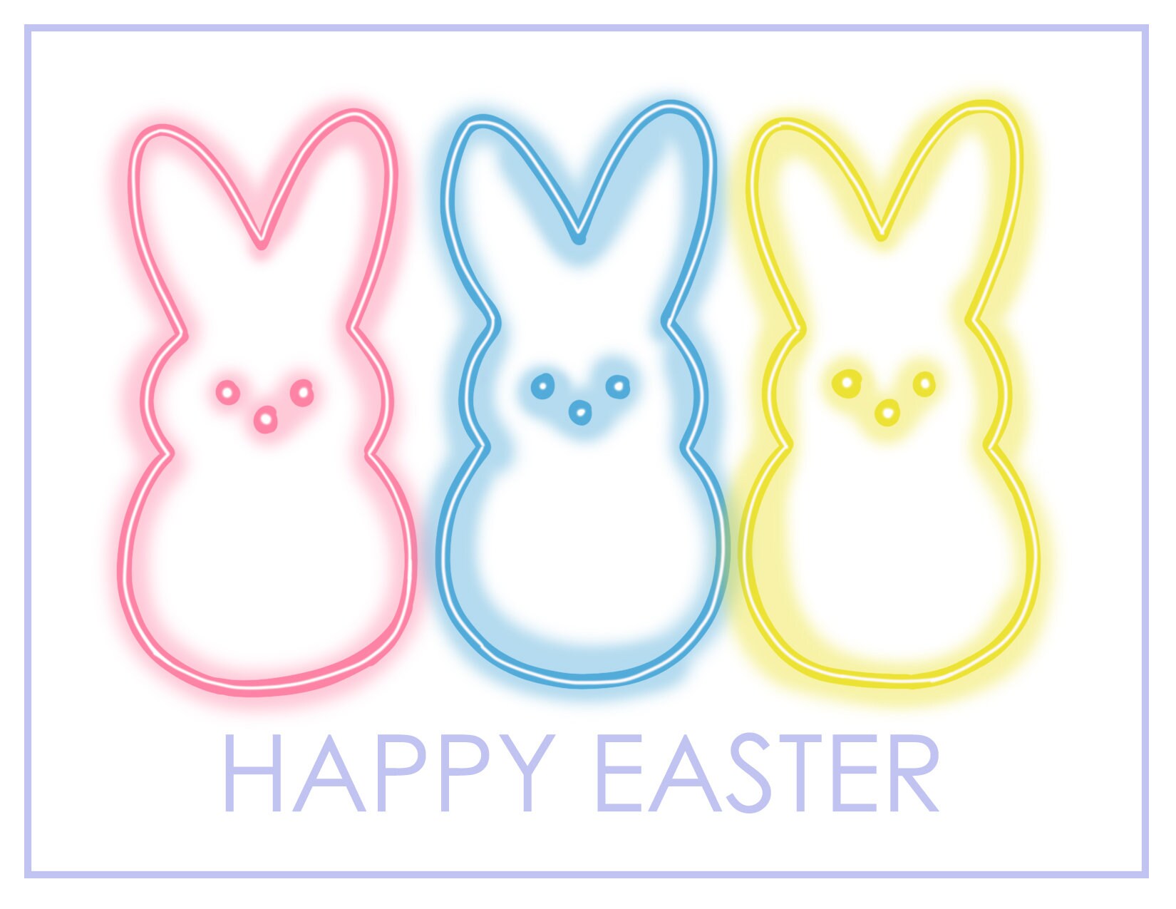 Happy Easter Peeps Card Print | Etsy