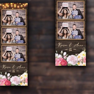 Rustic Wedding Photobooth Template, Floral Photobooth Template, 2x6 Wedding Photo booth Template, photo booth template wedding