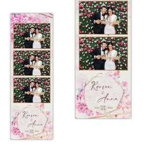 Plantilla de fotomatón de boda, plantilla de fotomatón de boda, plantilla de fotomatón de boda 2x6, plantilla de fotomatón de espejo, rosas