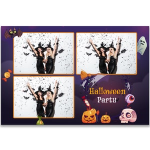 Plantilla de fotomatón de Halloween, plantilla de fotomatón, plantilla de fotomatón, fiesta de Halloween, 4x6, postal, feliz Halloween
