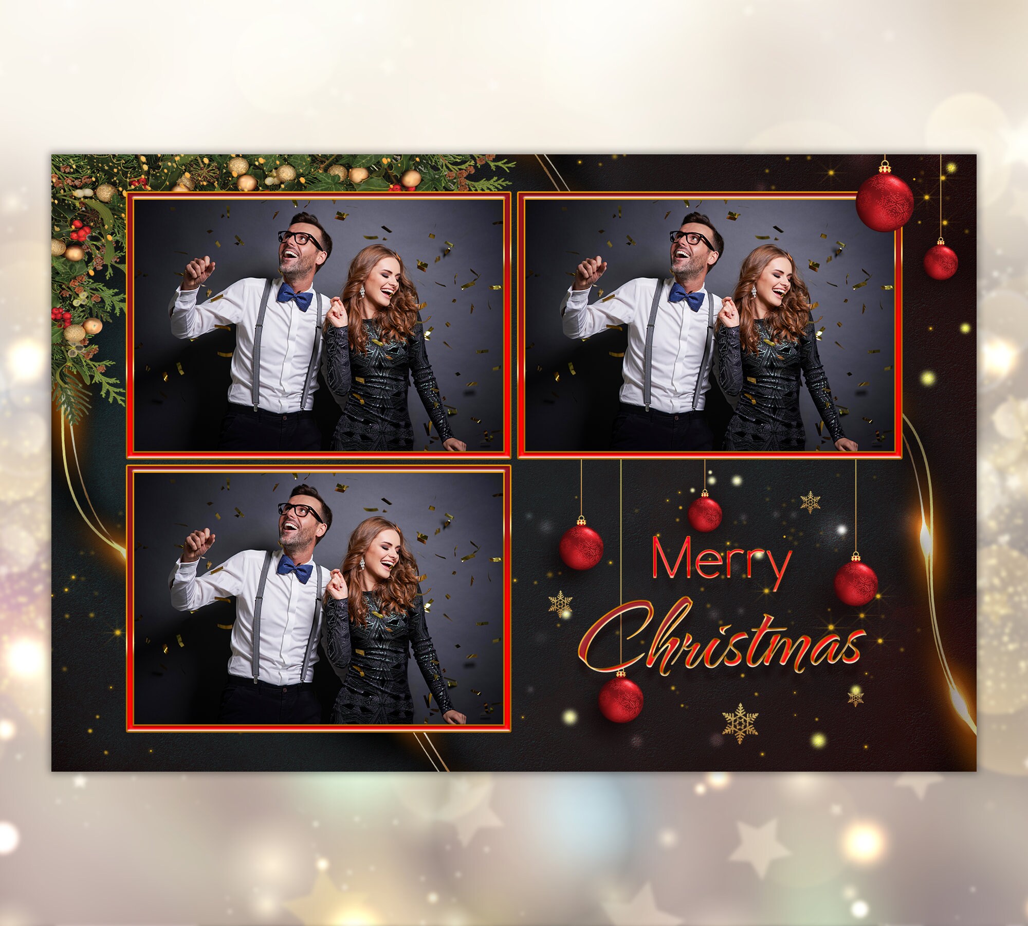 Christmas Photo Booth Template, 4x6 Template, Holiday Photo Booth