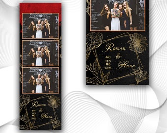 Hochzeit Photobooth Template, Elegante Photobooth Vorlage, Photobooth Vorlage Hochzeit, 2x6 Streifen, Photobooth Templates