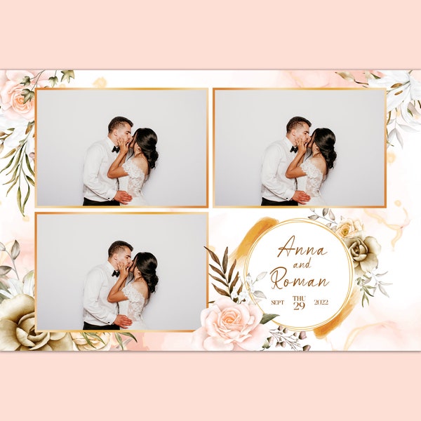 Wedding Photobooth Template, Floral Photobooth Template, 4x6 Wedding Photo booth Template, Photo Booth template wedding, photobooth template