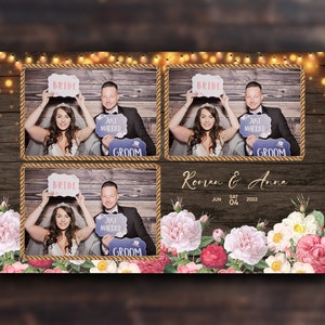 Rustic Wedding Photobooth Template, Floral Photobooth Template, 4x6 Wedding Photo booth Template, photo booth template wedding