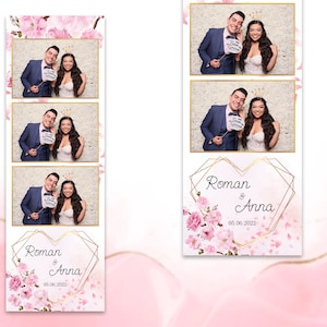 Plantilla de fotomatón para bodas, plantilla de fotomatón para bodas, plantilla de fotomatón para bodas de 2x6, plantilla de fotomatón con espejo, rosas