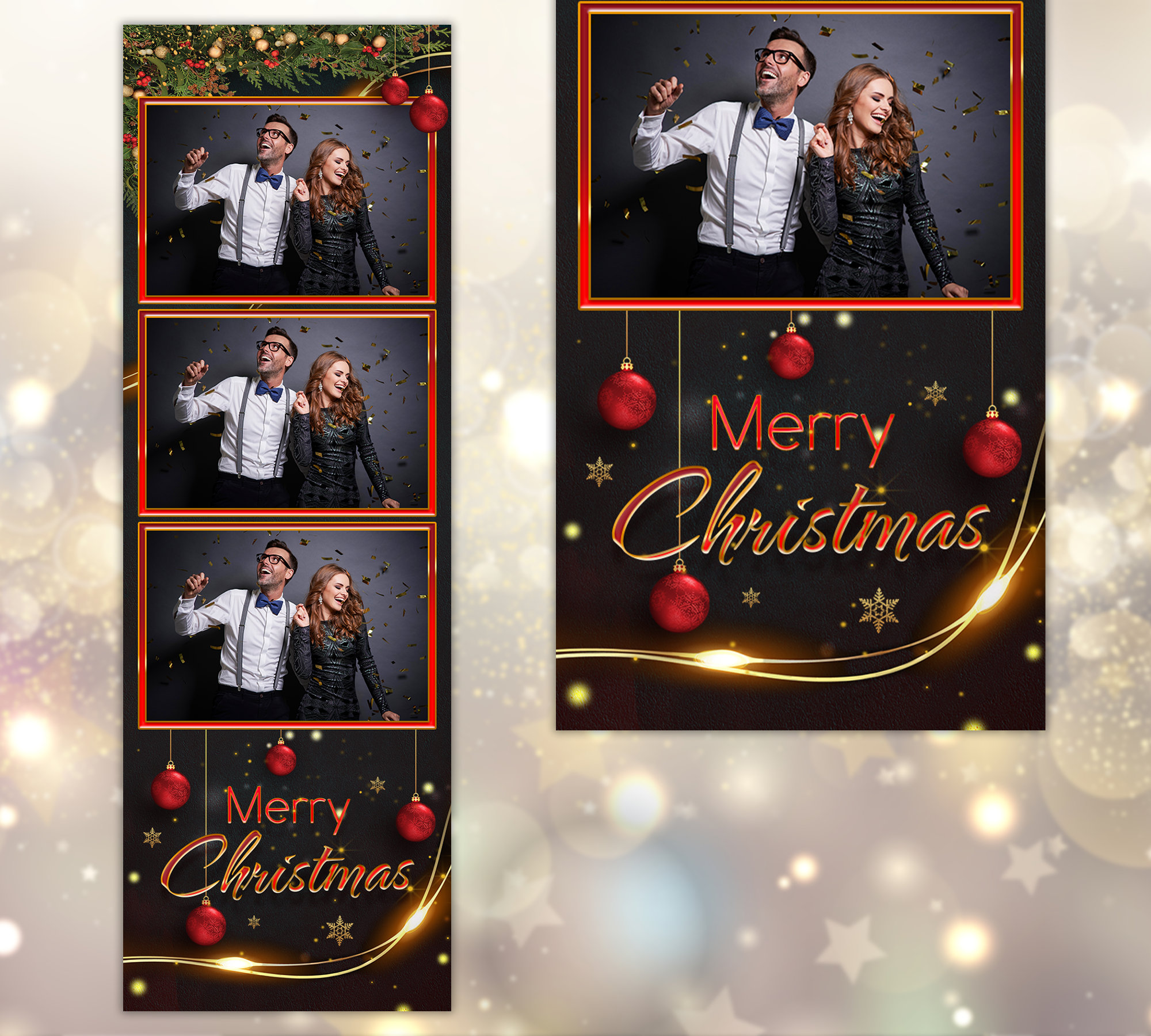 Christmas Photo Booth Template, 2x6 Template, Holiday Photo Booth