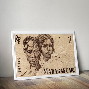 Madagaskar Afrika - Afrikanischer Kunstdruck - Reise Kunst - Afrikanische Wand Kunst Dekor - Schwarze Kunst und Boho Stil - Vintage Stempel