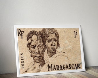 Madagascar Vintage Stamp Art Print: African Wall Decor