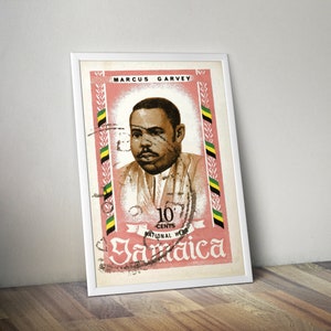 Marcus Garvey Art Print: Vintage Jamaica Stamp, Pan African Decor