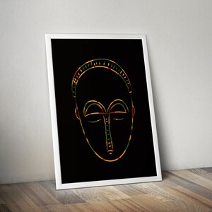 Baule Ivory Coast Style 2- African Mask - Special Edition Print - African Art Decor