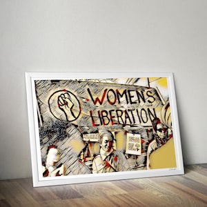 Women&#39;s Liberation Print - Female Protester - Feminist Movement - Modern Black Art Poster - Wall Art