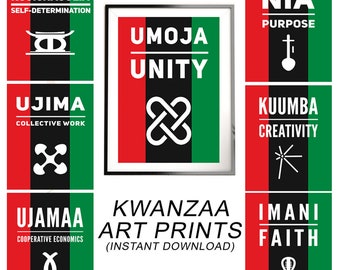 Kwanzaa Art Print Set | Printable Wall Art | Wall Decor | African Wall Art | Digital Download | Kwanzaa Principles