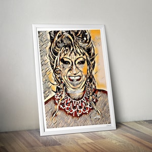 Celia Cruz - Wall Art Print - Modern Black Art Poster  - Musician Print