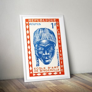 Elfenbeinküste - Côte d'Ivoire Poster - Afrikanischer Kunstdruck - Reisekunst - Afrikanische Wandkunst Dekor - Schwarze Kunst und Boho Style - Vintage Stempel