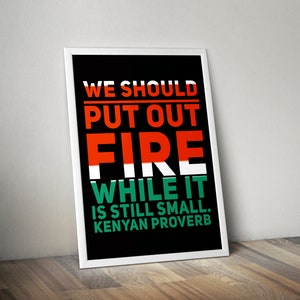 Kenya African Proverb Flag Design 15 - Black Art - African Decor - Inspirational  s & Sayings - Boho Style Wall Art