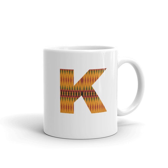 African Kente Monogram Mug: Initial K Coffee Cup Gift - Etsy