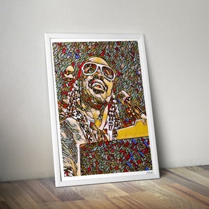 Stevie Wonder - Wall Art Print - Modern Black Art Poster  - Musician Print
