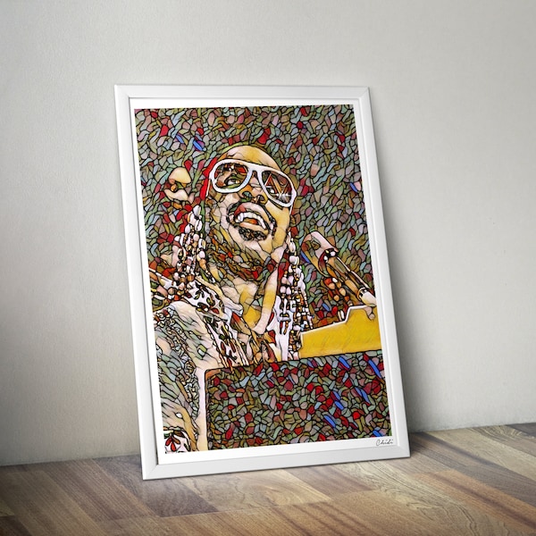 Stevie Wonder - Wall Art Print - Affiche d’art noir moderne - Imprimé musicien