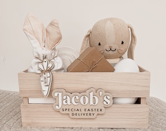 Personalised Easter Wooden Crate | Wooden Easter Hamper | Children’s Easter Crate