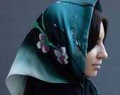 Square Silk Face Mask Scarf Bandana Hand Painted