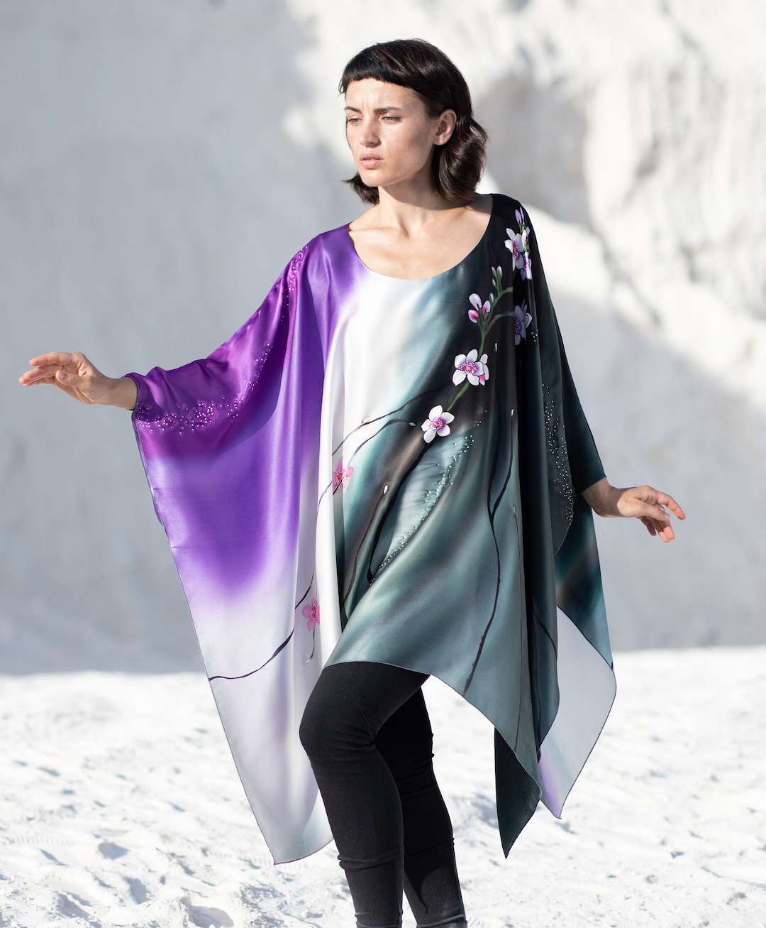 Silk Macram Kaftan Gown