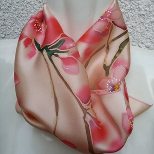 Small Hand Painted Silk Scarf Cherry Blossoms - Etsy