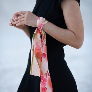 Small Hand Painted Silk Scarf Cherry Blossoms - Etsy