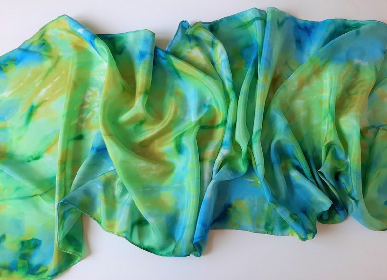 Color Block Silk Scarf Hand Painted Abstract Batik Silk Scarf - Etsy