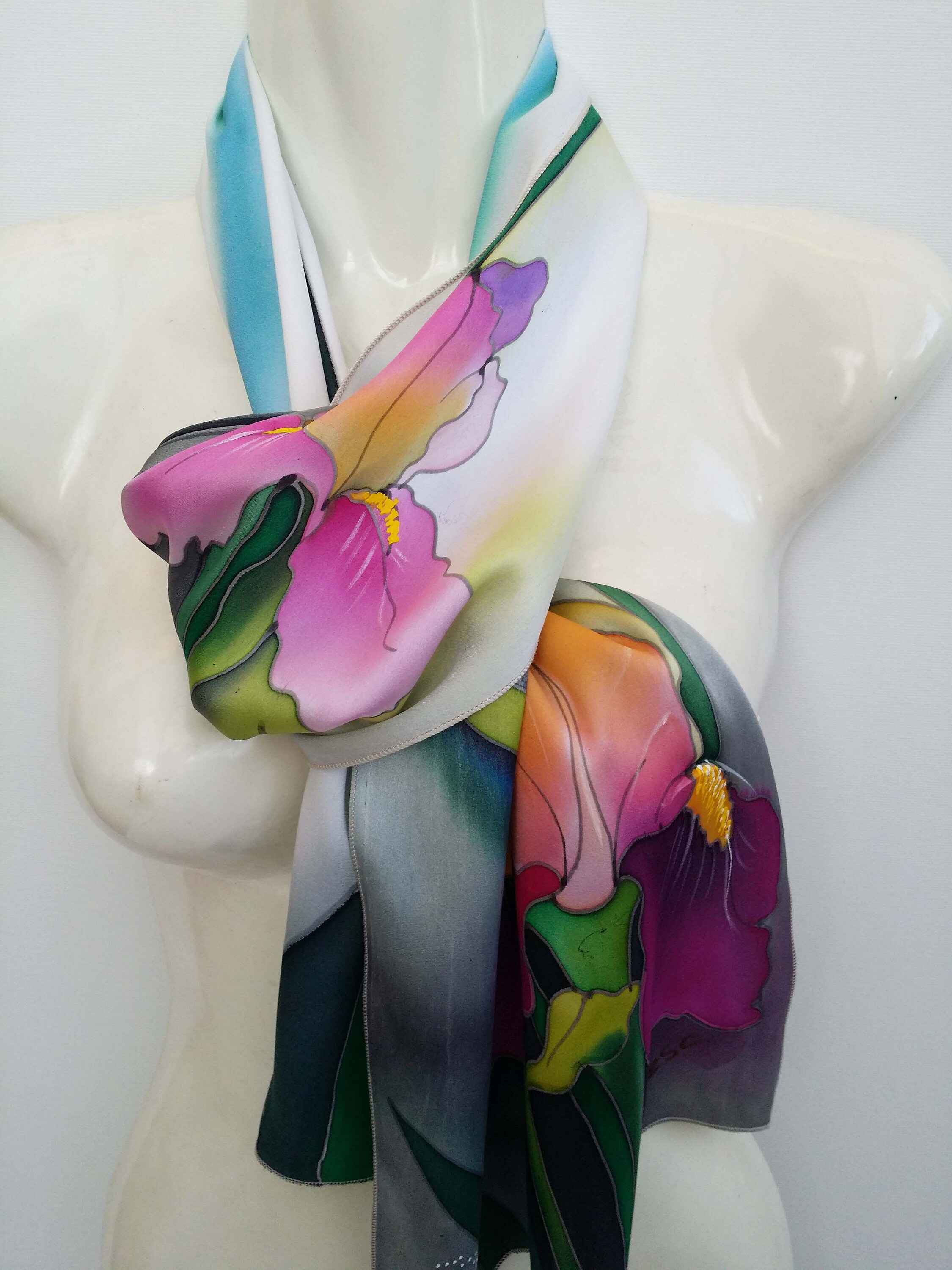 5x Vintage Seidentücher 90x6cm - Batik Design Haarbänder & Kopftücher Damen