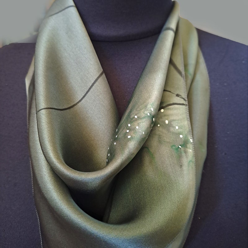Decorative Wool Scarf in Olive
