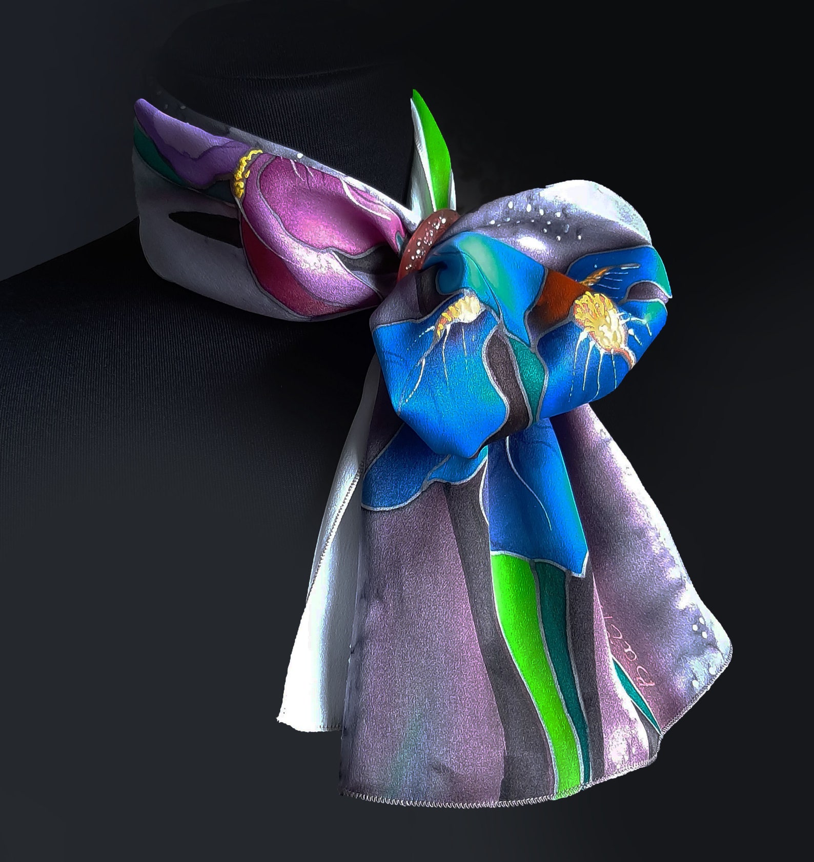 Irises Batik Silk Scarf Hand PaintedGift for women Etsy