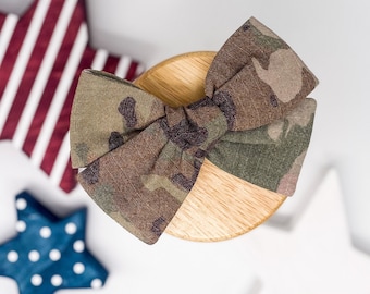 Handmade Camo Bow Repurposed Military Uniform, OCP Print for Air Force/Army, Deployment Homecoming