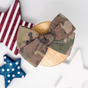 OCP Bow, Military Bow, Air Force, Army, Deployment Homecoming, Handmade, Hand Tied, Repurposed, Recycled Military Uniforms, Camo Green