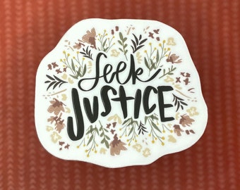 Seek Justice Waterproof Sticker, Foster Care Advocate Gift