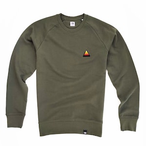 Organic Cotton Blend Olive Crewneck Sweatshirt: Triangle Detail